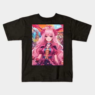 Pink anime party princess Kids T-Shirt